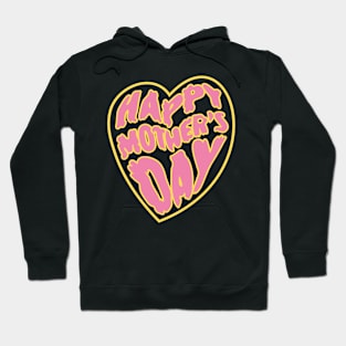 Happy Mother's Day Heart #6 Yellow Pink. Psychedelic Rock Art Nouveau Retrowave Hoodie